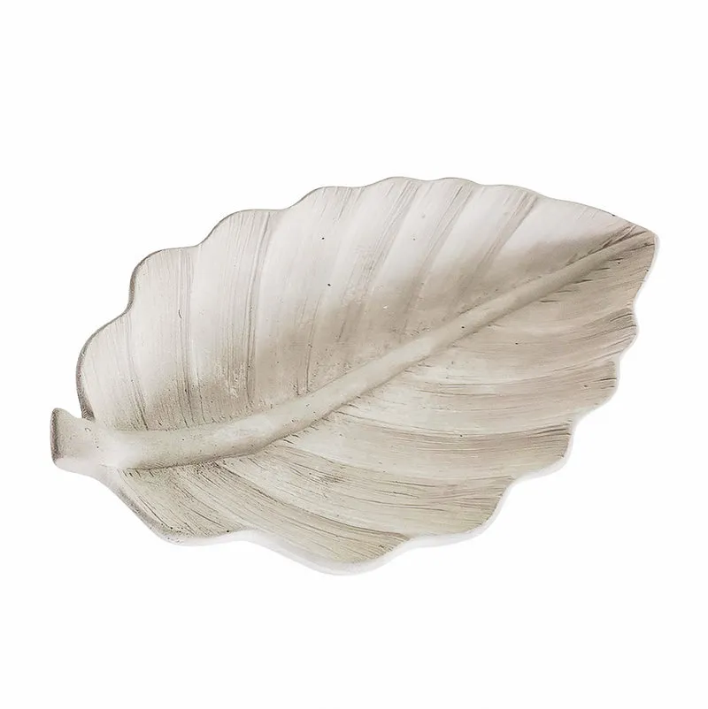 Plateau décoratif - Feuille grise