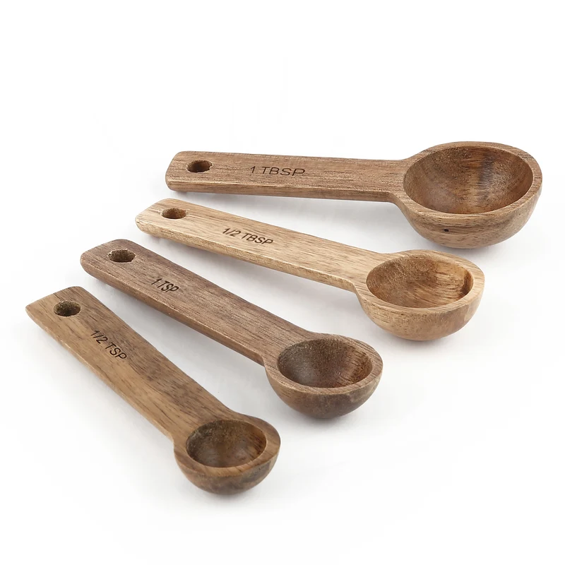 Ensemble de 4 cuillères à mesurer - Acacia