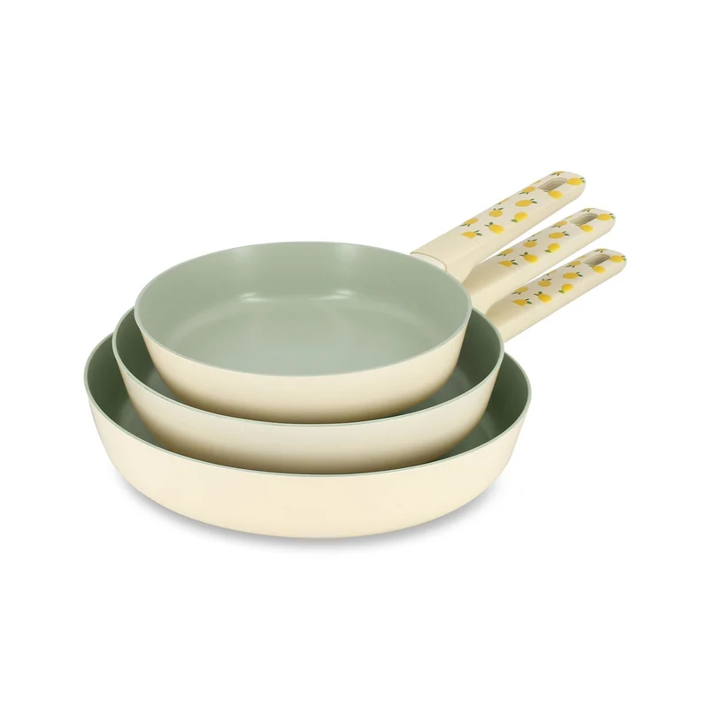 Lot de 3 poêles Citron en aluminium