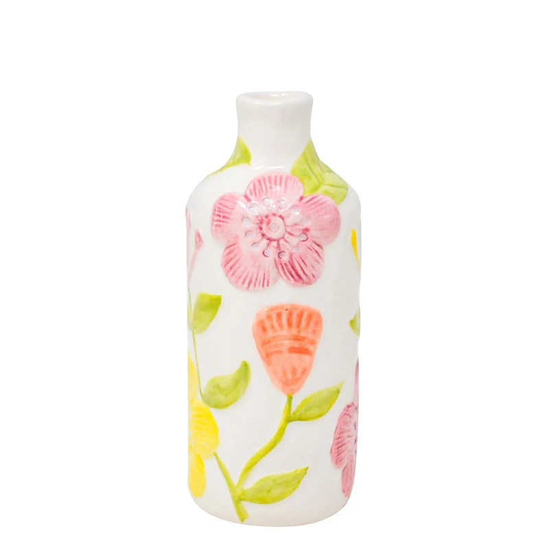Vase cruche embossé - Fleurs