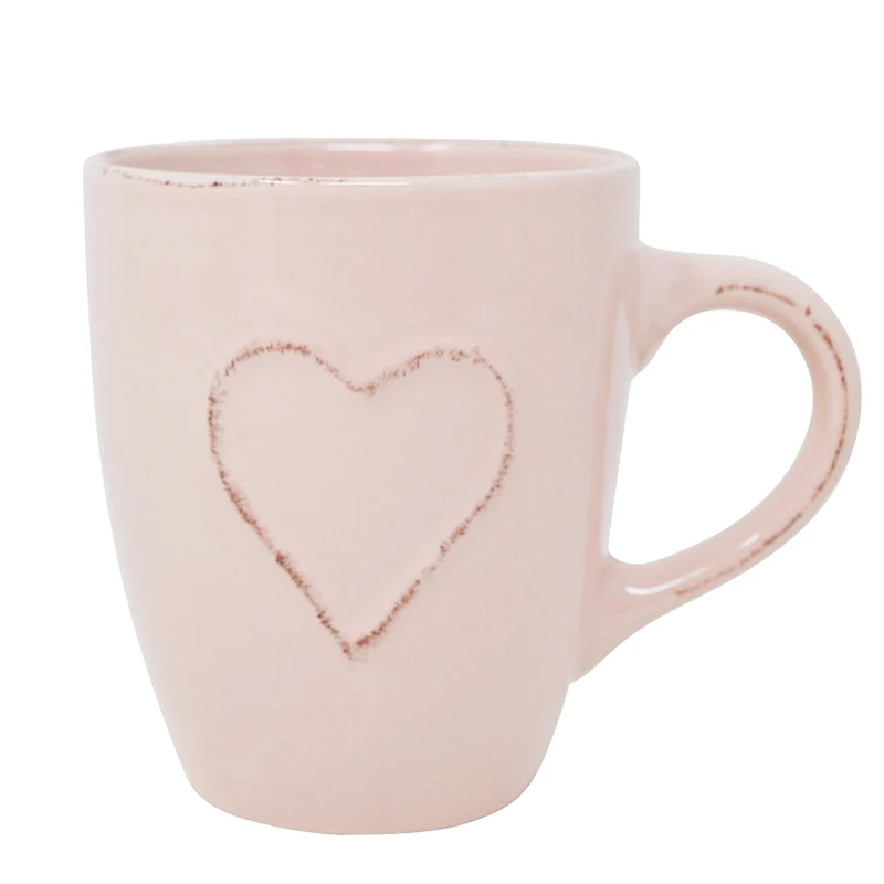 Tasse rose ancien - Coeur embossé