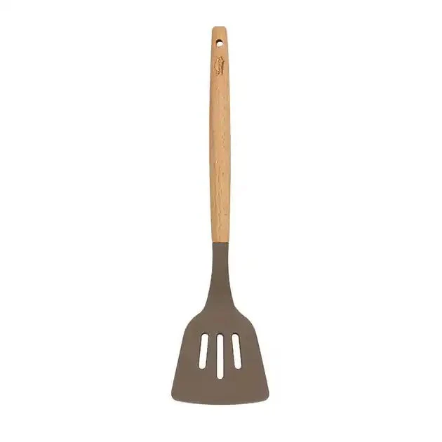 Spatule ajourée Eliott en silicone avec manche en bois