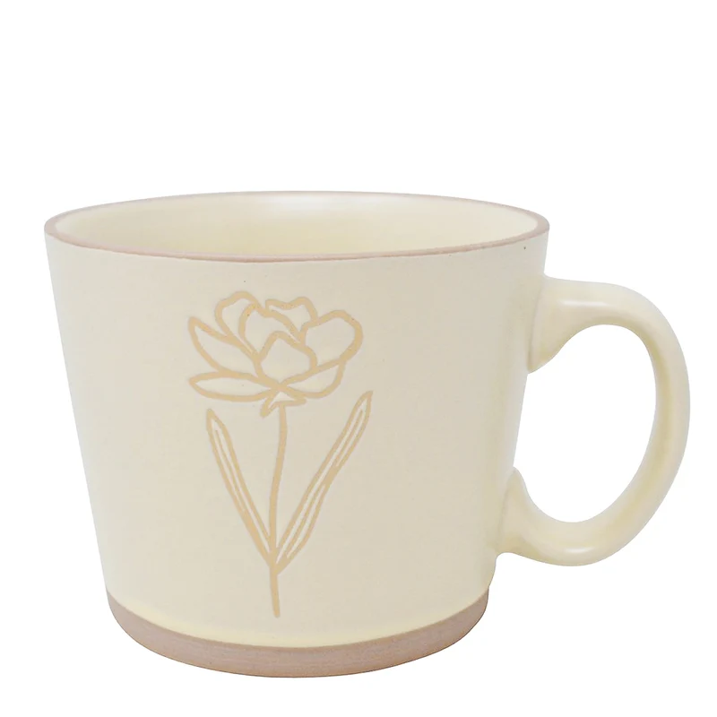 Tasse beige - Fleur délicate
