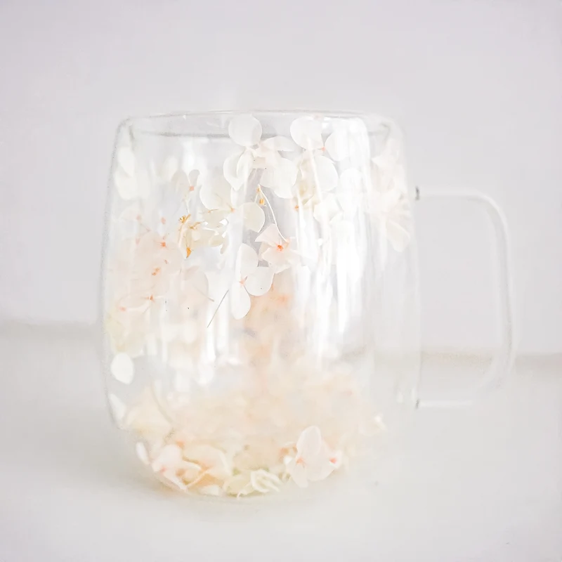 Tasse double paroi - Fleurs roses & blanches
