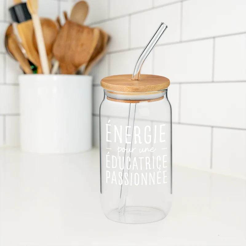 Verre avec paille & couvercle - Éducatrice