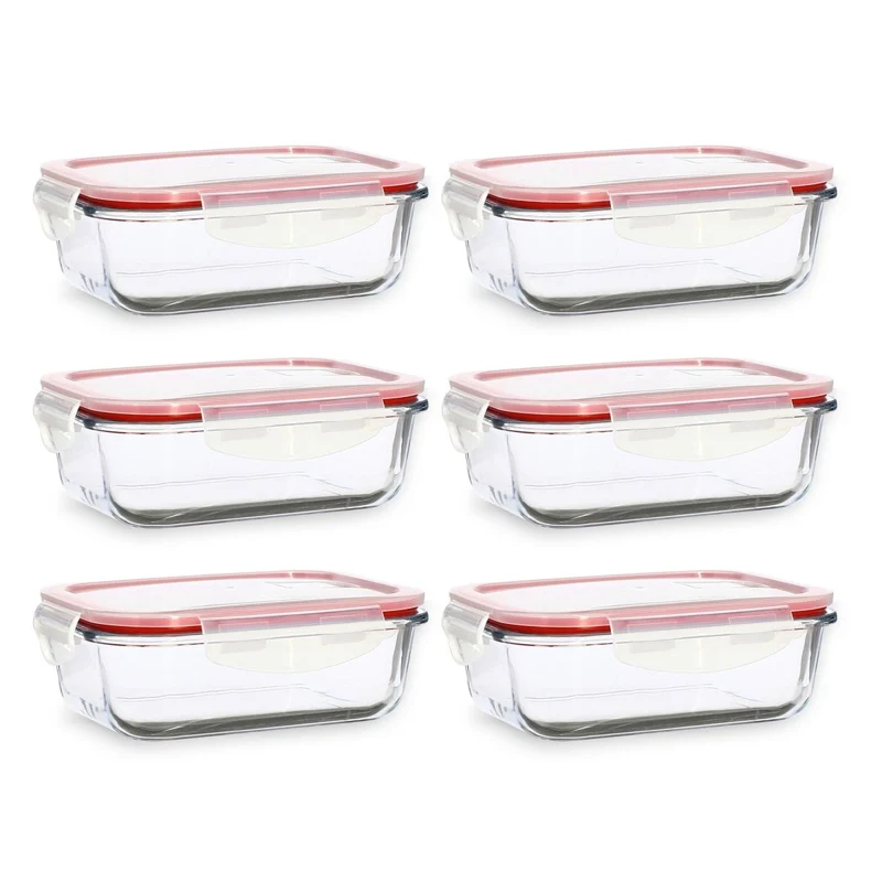 Lot de 6 boîtes hermétiques Clémentine rectangulaire 630mL