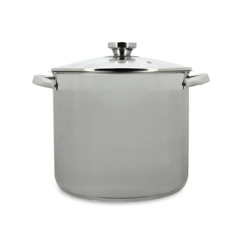 Marmite 9L 24cm en acier inoxydable avec couvercle en verre