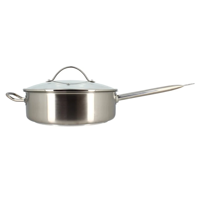 Sauteuse "Professionnel" 28cm en acier inoxydable avec couvercle en verre