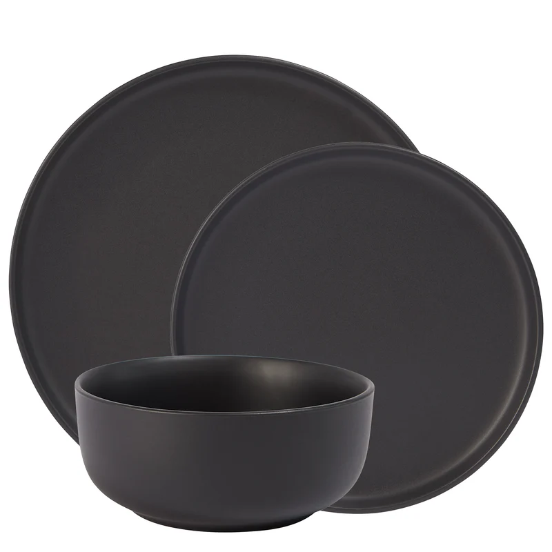 Ensemble de vaisselles 12 pcs noires - Lisbon