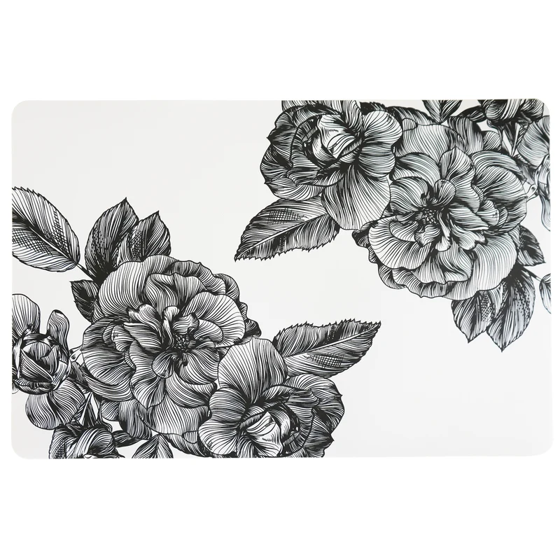 Napperon blanc - Fleurs imprimés