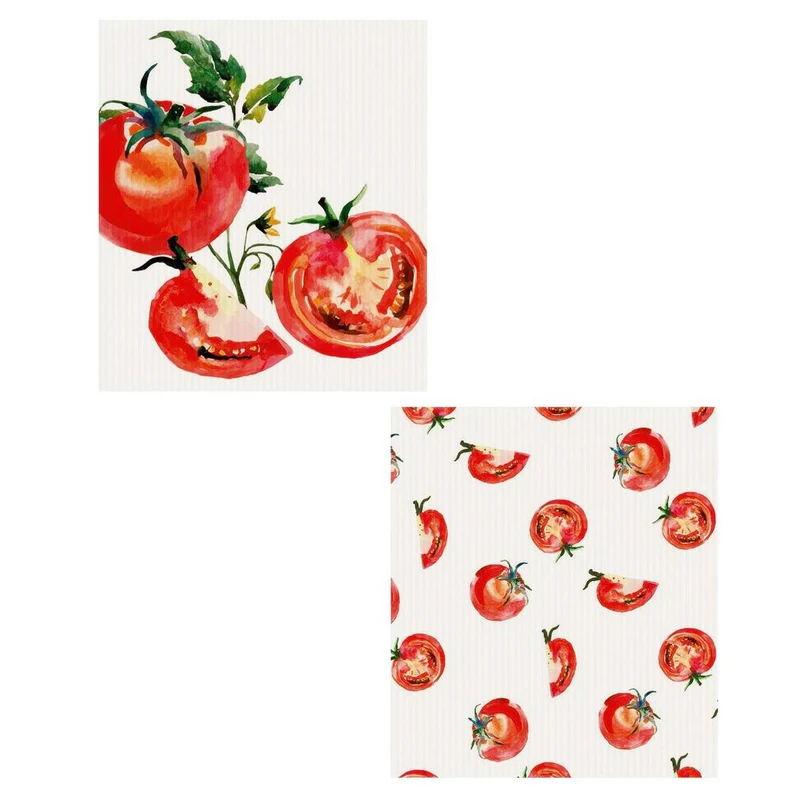 Ensemble de 2 lingettes réutilisables - Tomates