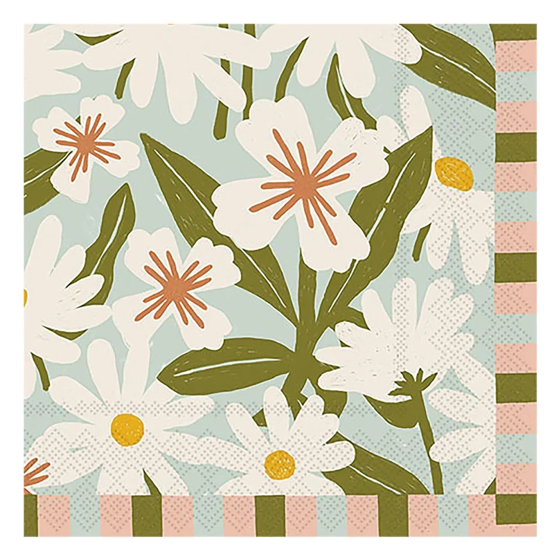 Serviettes de table - Fleurs blanches