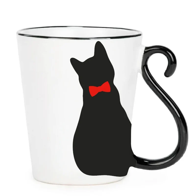 Tasse avec chat noir - Blanche
