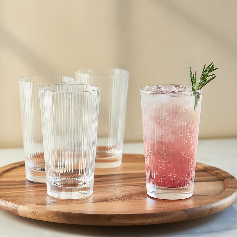 Ensemble de 4 verres striés - 350 ml