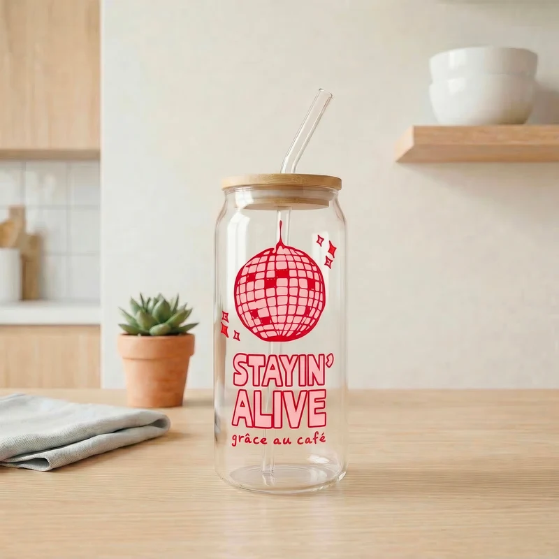 Verre avec paille - Stayin alive