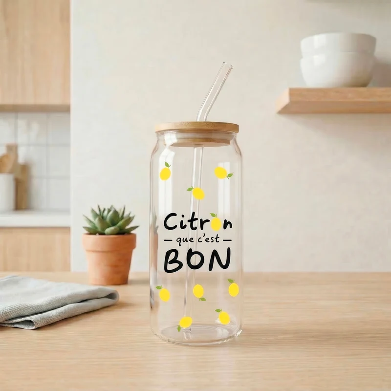 Verre avec paille - Citron