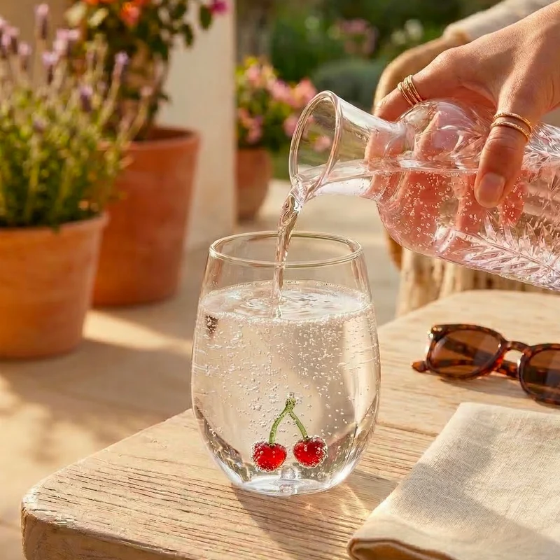 Verre à vin sans pied - Cerise 3D
