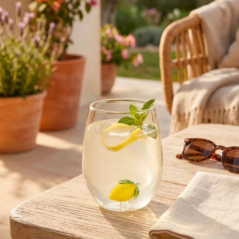 Verre à vin sans pied - Citron 3D