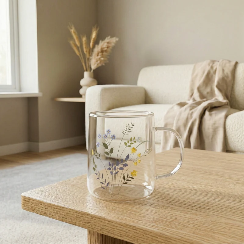 Tasse en verre - Fleurs des champs