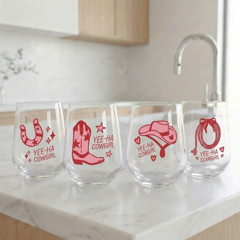 Ensemble de 4 verres à vin - Cowgirl