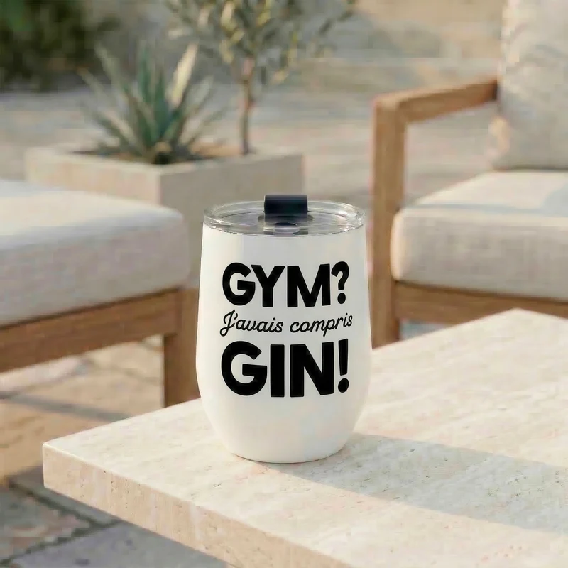 Verre à vin sans pied isotherme - Gym?... Gin!