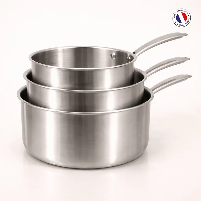 Set de 3 casseroles Triply en acier inoxydable triple couche 16/18/20 cm 🇫🇷