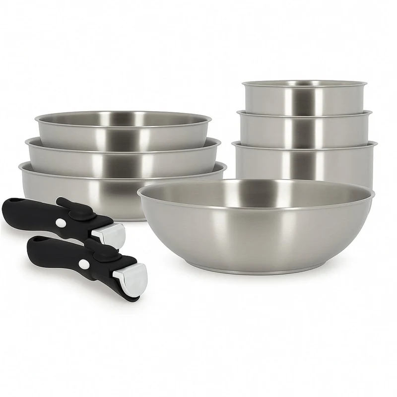Set de 9 pièces Iris en acier inoxydable