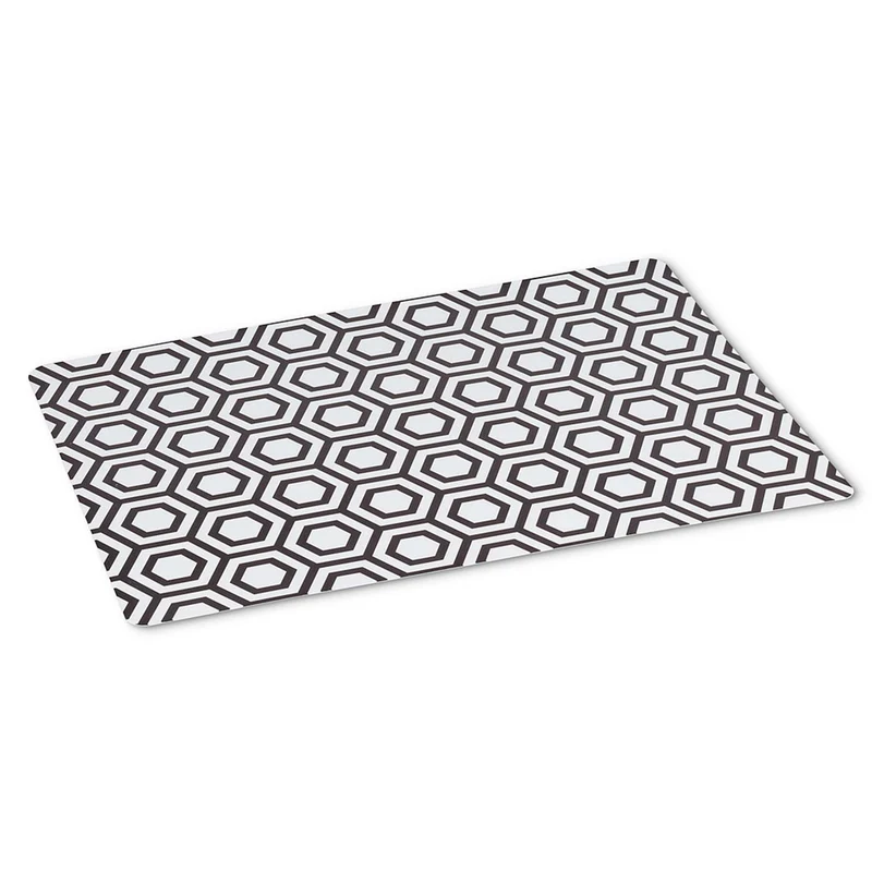 Napperon motifs hexagones et ronds - Noir et blanc