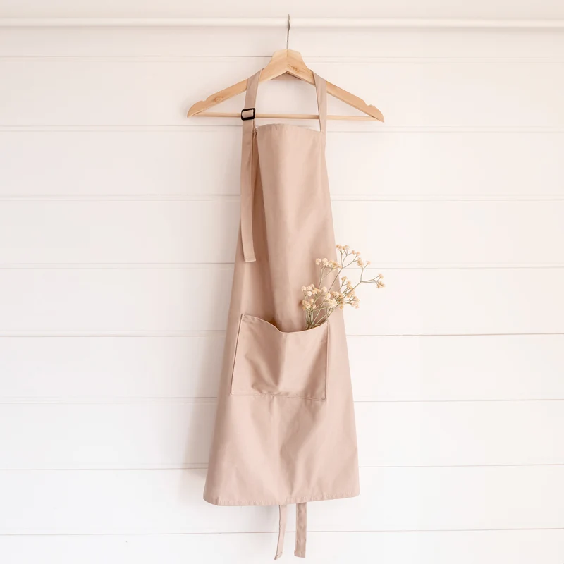 Tablier uni à poche - Rose