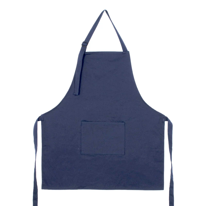 Tablier uni à poche - Bleu